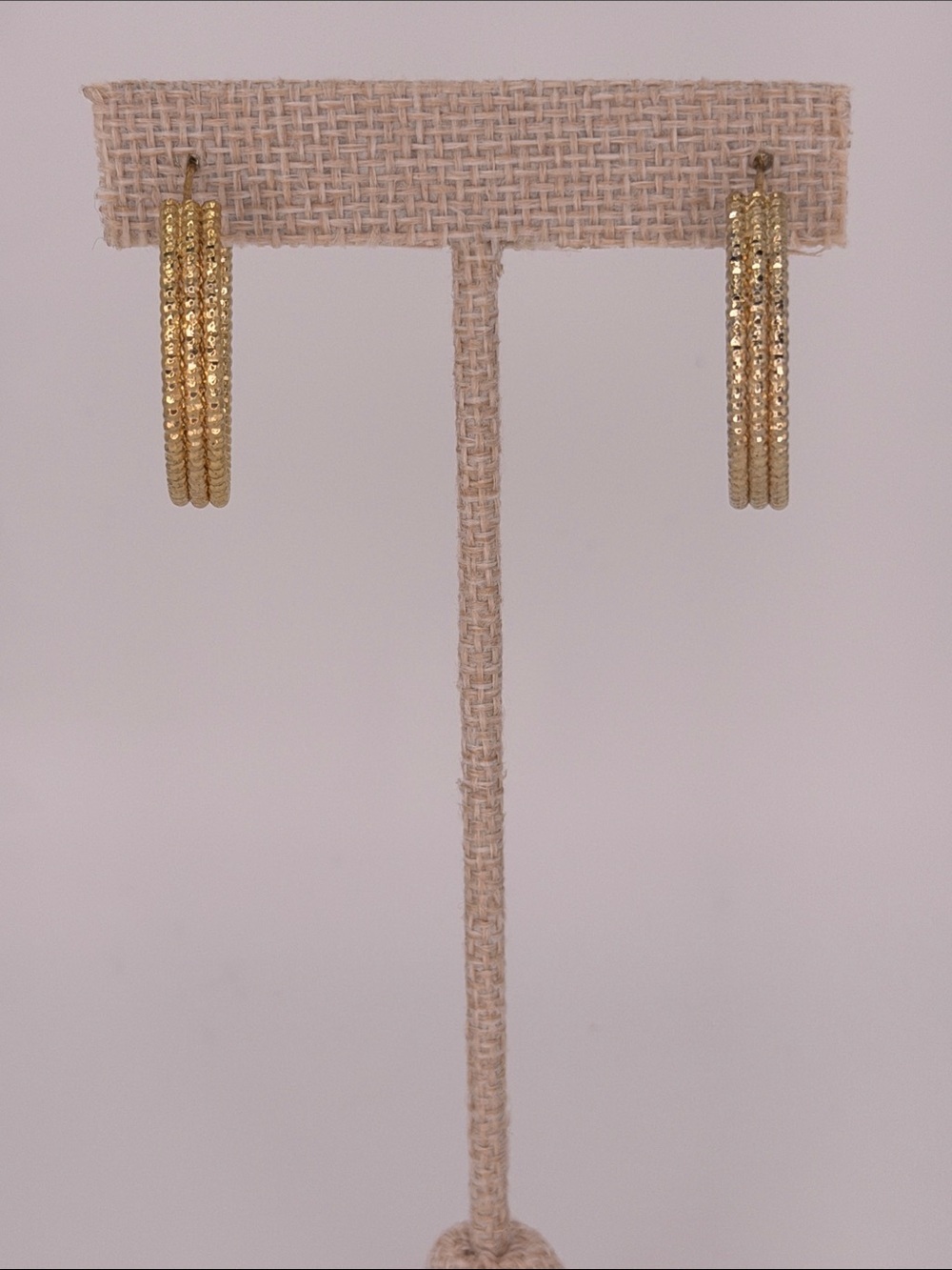 Textured Gold Triple-Hoop Earrings - Women's Fashion Jewelry